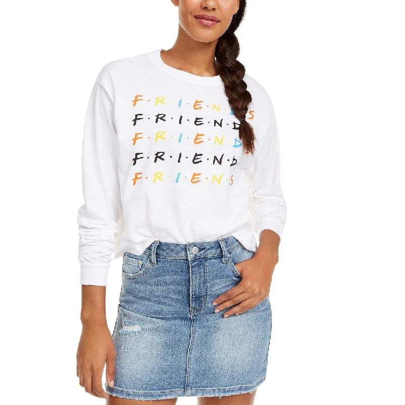 Love Tribe Juniors' Friends Long-Sleeved Graphic T-Shirt White Medium