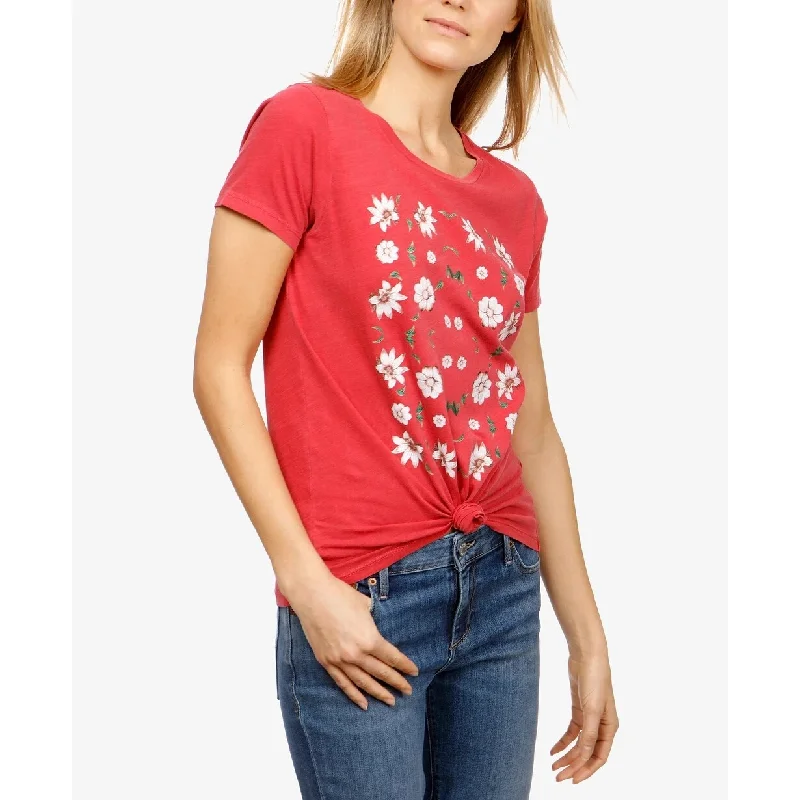 Lucky Brand Women's Floral T-Shirt Red Size Small