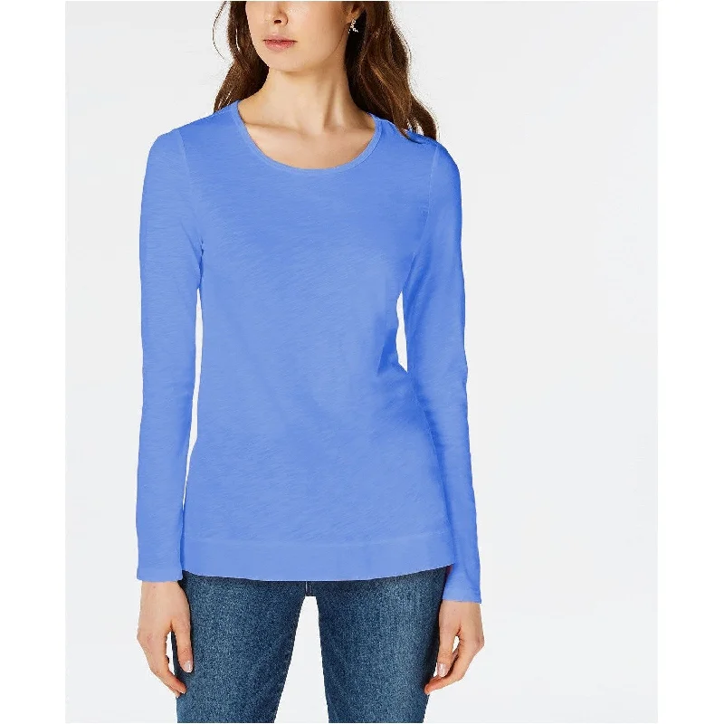 Maison Jules Women's High-Low T-Shirt Lake View Size Large - Blue