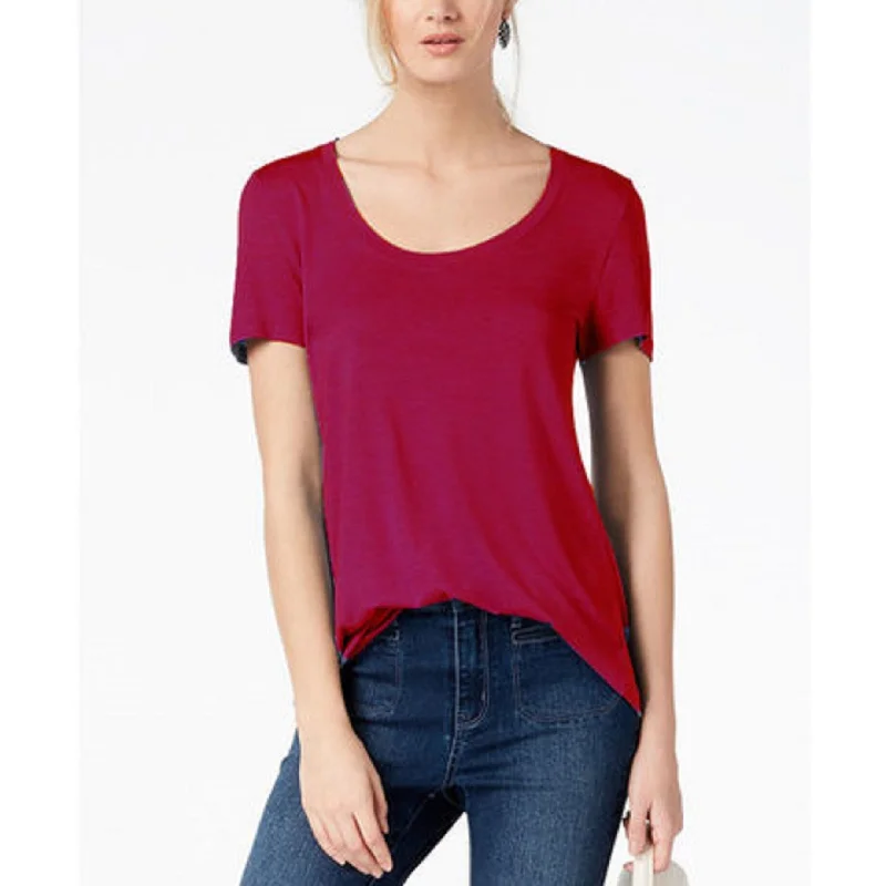 Maison Jules Women's Scoop-Neck T-Shirt Red Size Extra Small - X-Small