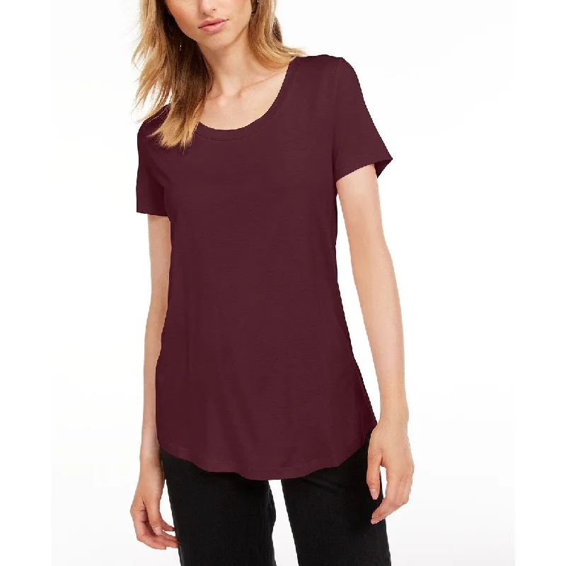 Maison Jules Women's Scoop-Neck T-Shirt Ruby Wine Size 2 Extra Large - Burgundy - XX-Large