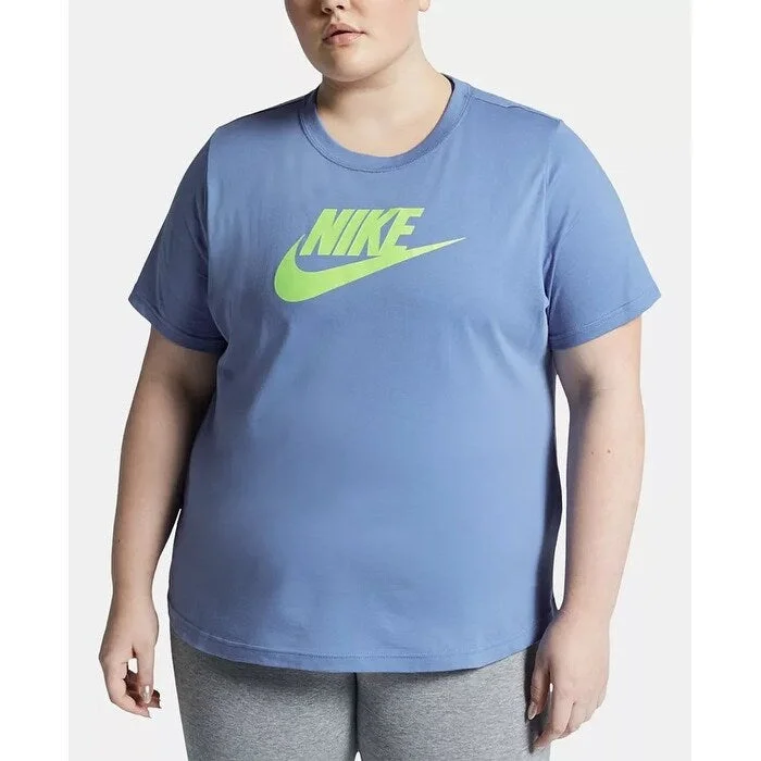 Nike Women's Sportswear Cotton Logo T-Shirt Blue Size X-Large