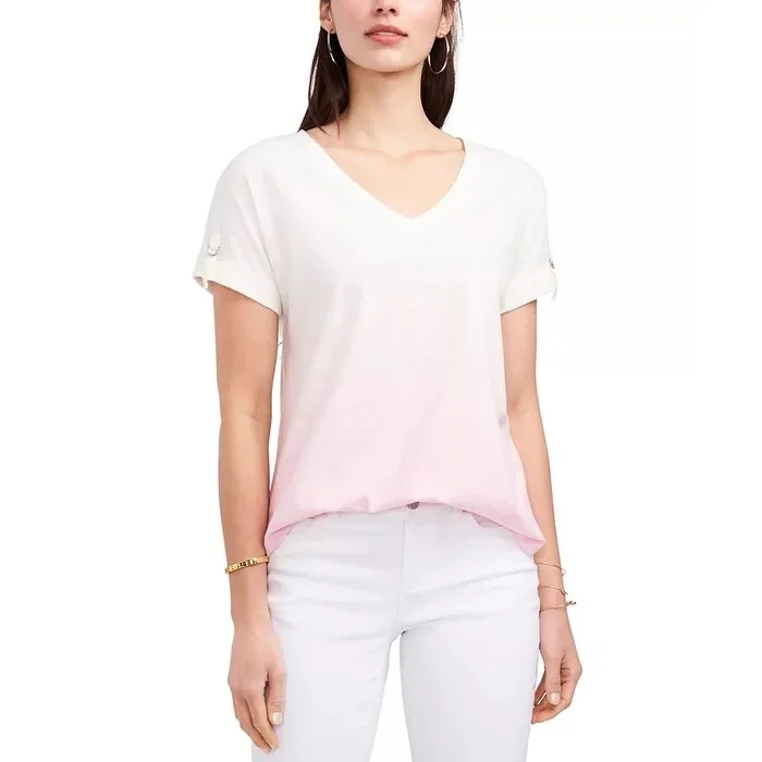 Vince Camuto Women's Ombre Dip Dye T-Shirt Pink Size X-Large