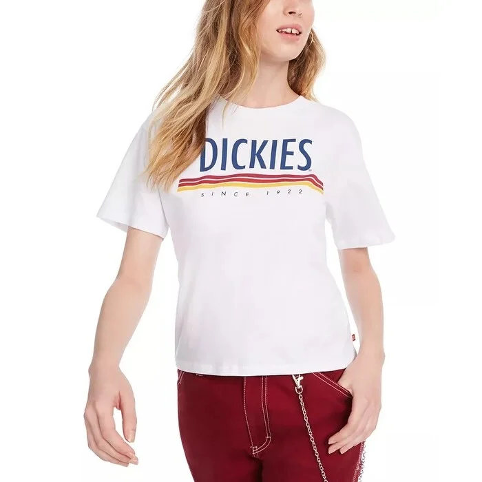 Dickies Women's Cotton Logo T-Shirt White Size Large