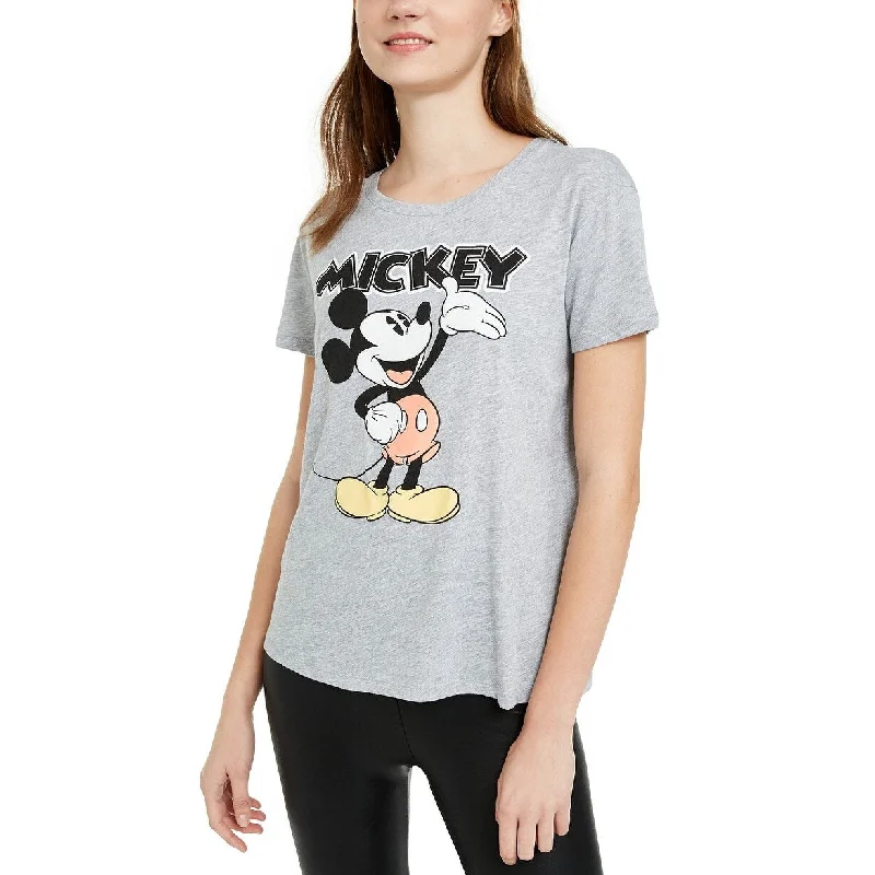 Disney Juniors' Mickey Mouse Graphic T-Shirt Gray Size Medium