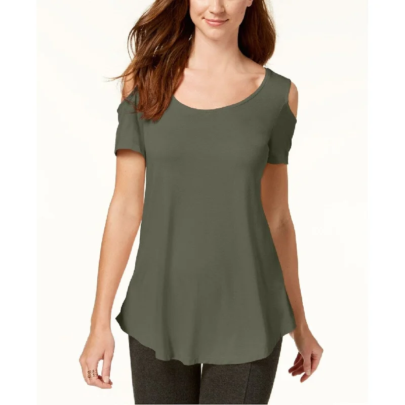 JM Collection Cold-Shoulder Swing T-Shirt Olive Size Extra Large