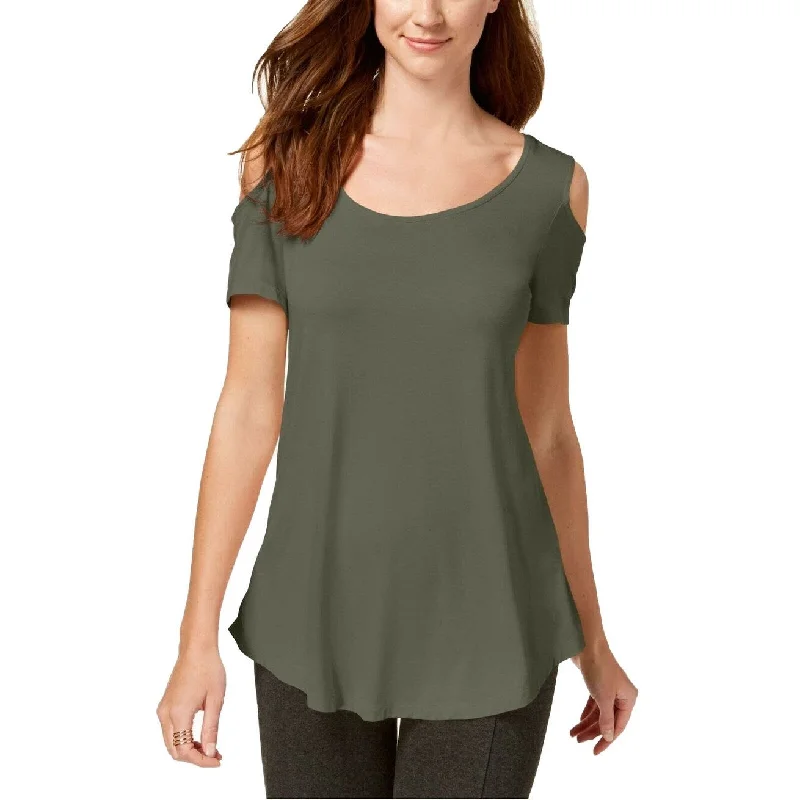 JM Collection Cold-Shoulder Swing T-Shirt Olive Size Extra Small - Green - XL