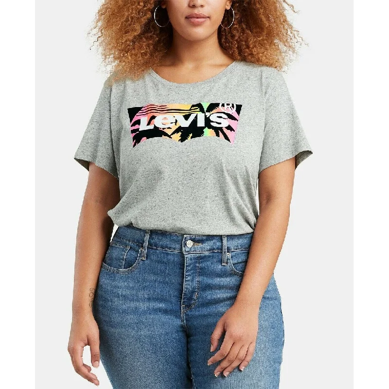 Levi's Women's Perfect Logo T-Shirt Gray Size 3 Exra Large - 3XL