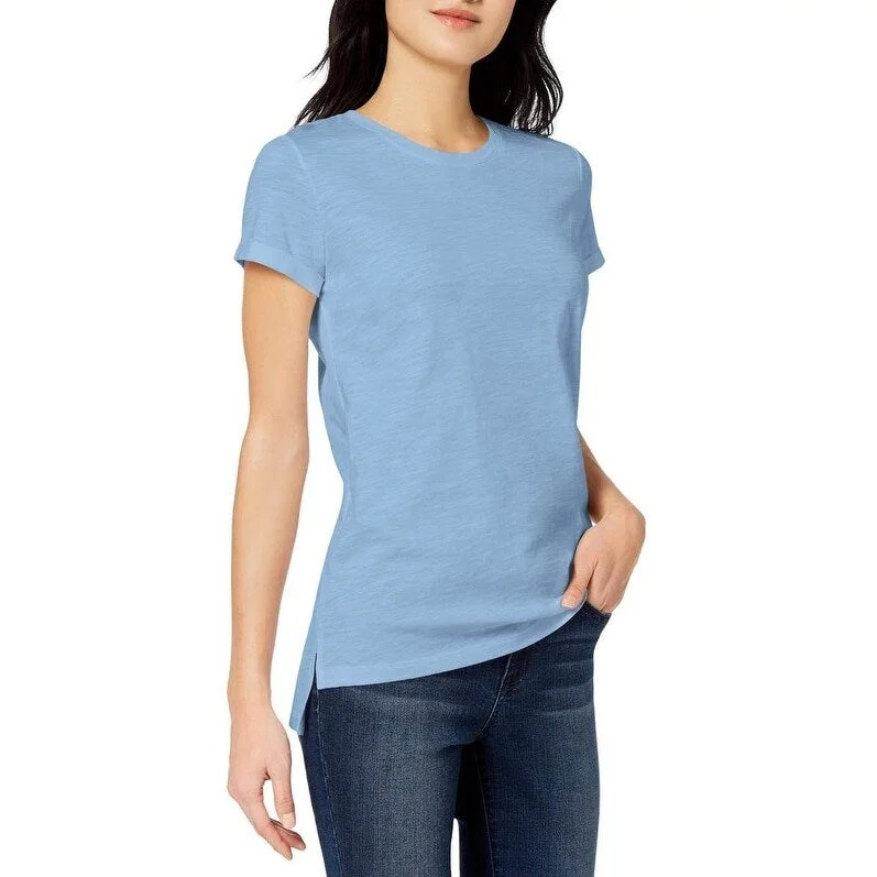 Maison Jules Women's High-Low T-Shirt Blue Size Small