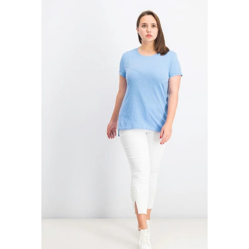 Maison Jules Women's High-Low T-Shirt Blue Size X-Large - XL