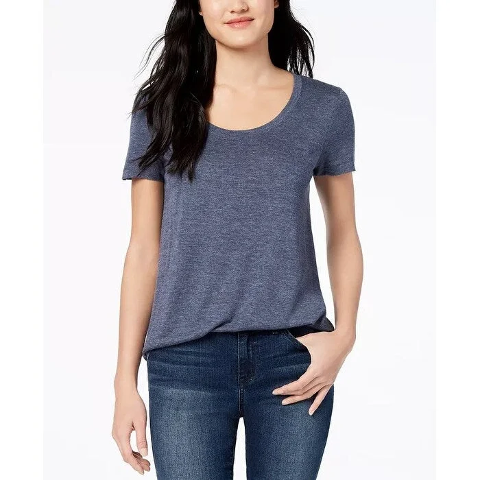 Maison Jules Women's Scoop Neck T-Shirt Blue Size Medium