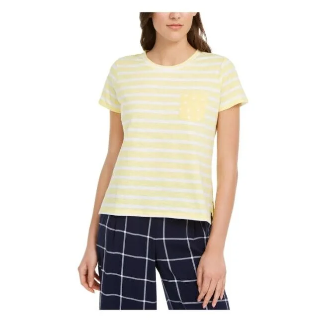 Maison Jules Women's Striped T-Shirt Yellow Size Small