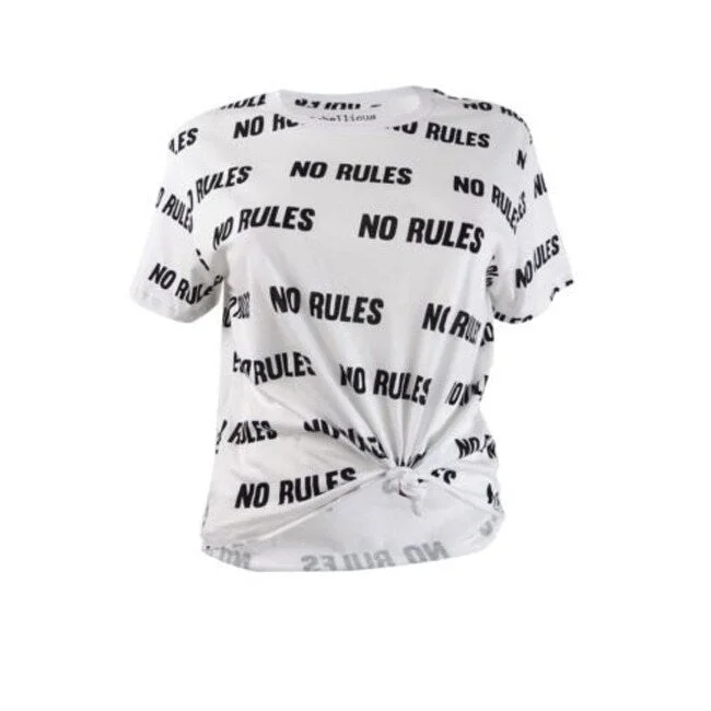 Rebellious One Junior's No Rules Printed T-Shirt White Size X-Small