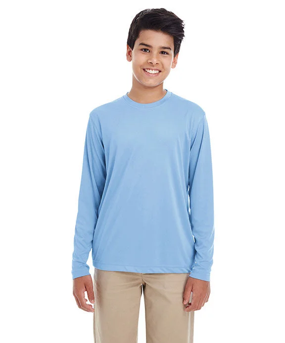 8622Y - UltraClub Youth Cool & Dry Performance Long-Sleeve Top | Columbia Blue