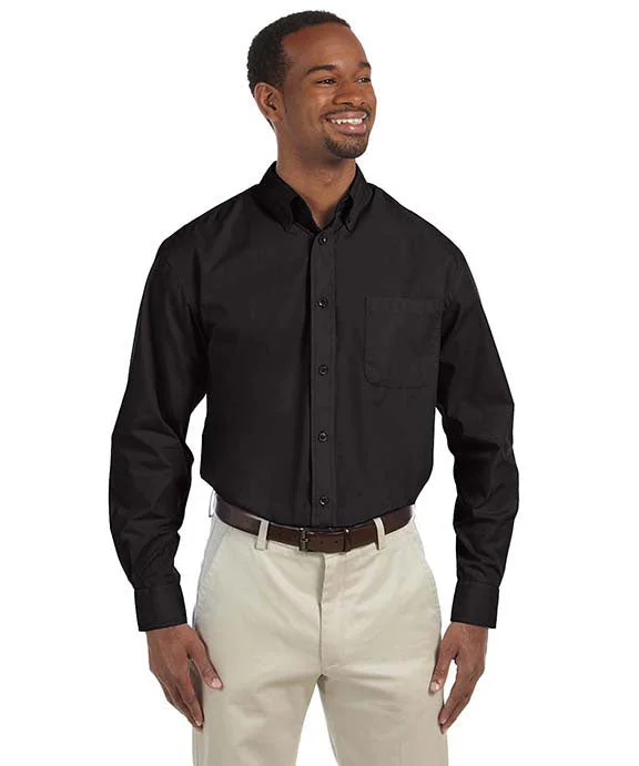 M510 - Harriton Mens Essential Poplin Shirt | Black