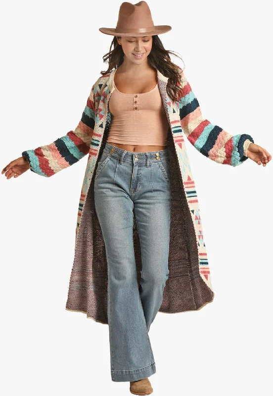 Powder River Womens Jaquard Aztec Cardigan