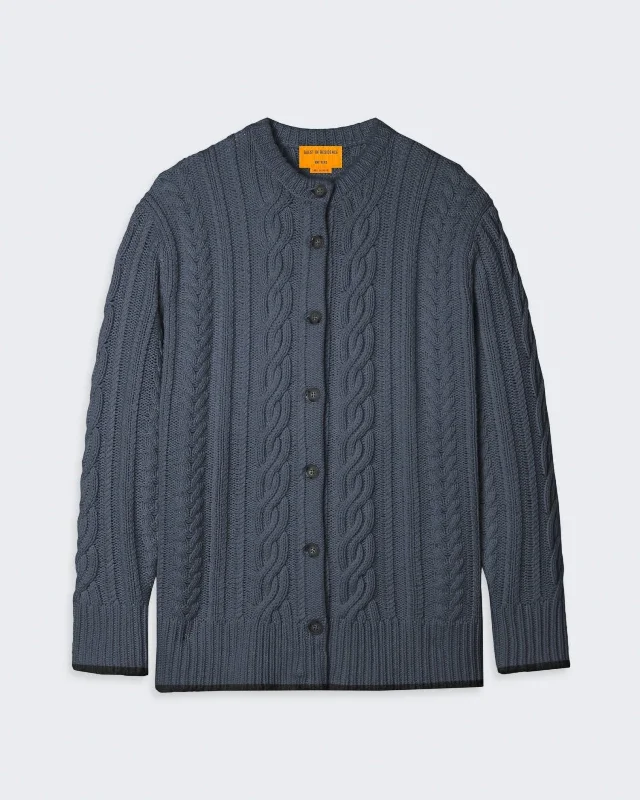 Rossella Cable Cardigan - Charcoal