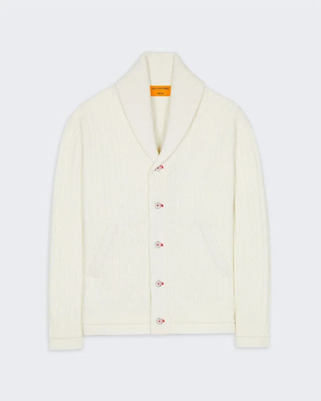 Varsity Cardigan In Cashmere Blend - Cream