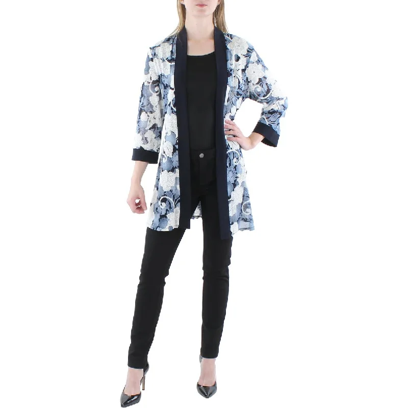 Womens Printed Cardigan Duster Blazer