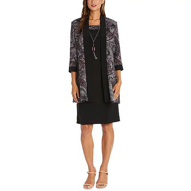 Petites Womens Cardigan 3/4 Sleeve Open-Front Blazer