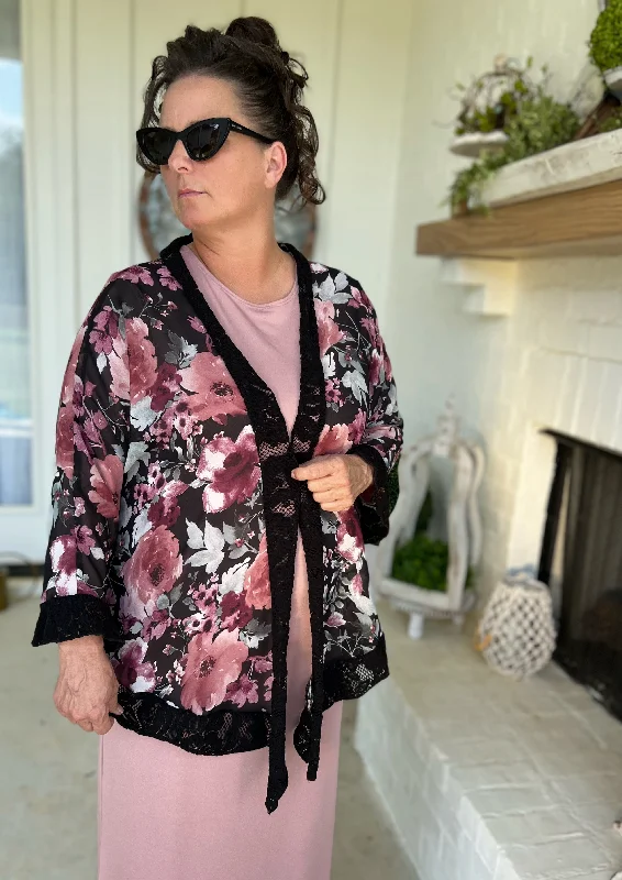 Mauve Floral Cardigan