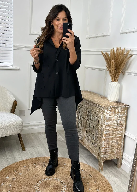 Sasha Black Drape Cardigan