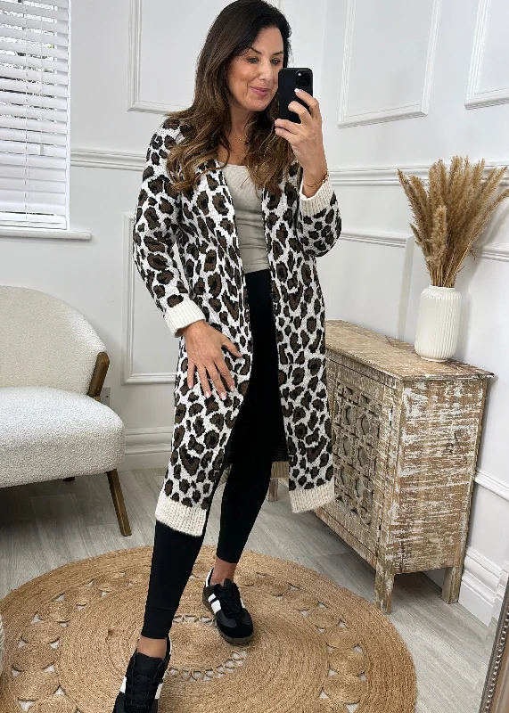 Yasmina Beige Leopard Print Cardigan