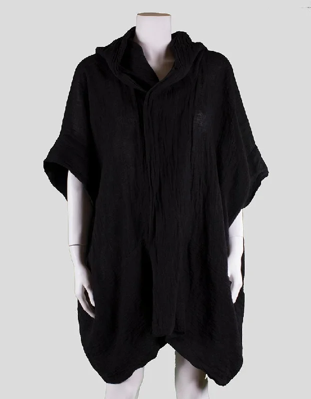 L Nk Zoran Mrvos Black Hooded Draped Cardigan Jacket With Dolmas Sleeves Medium