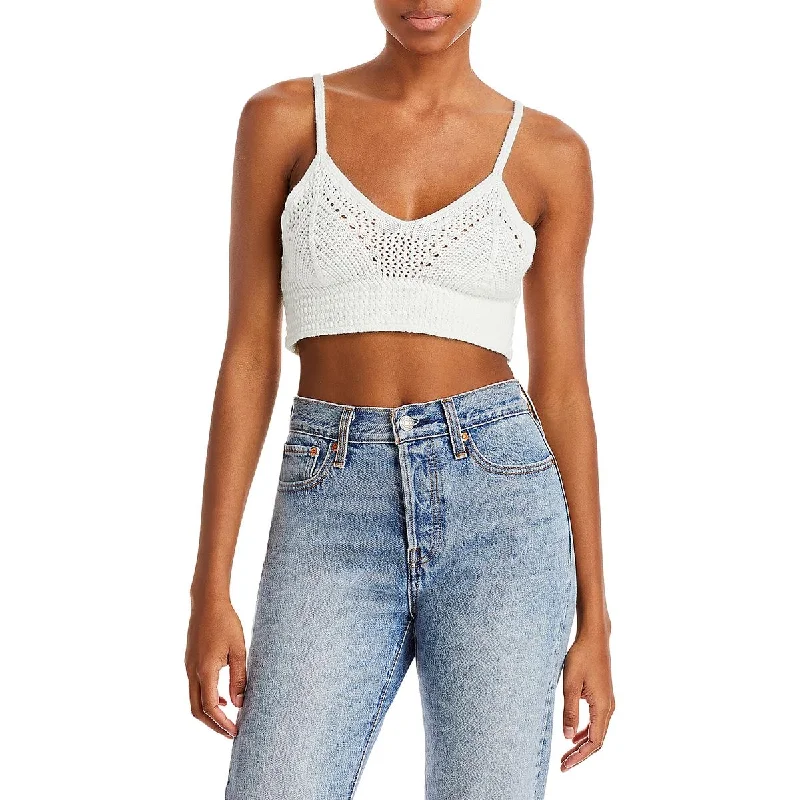 Aqua Womens V Neck Short Cropped