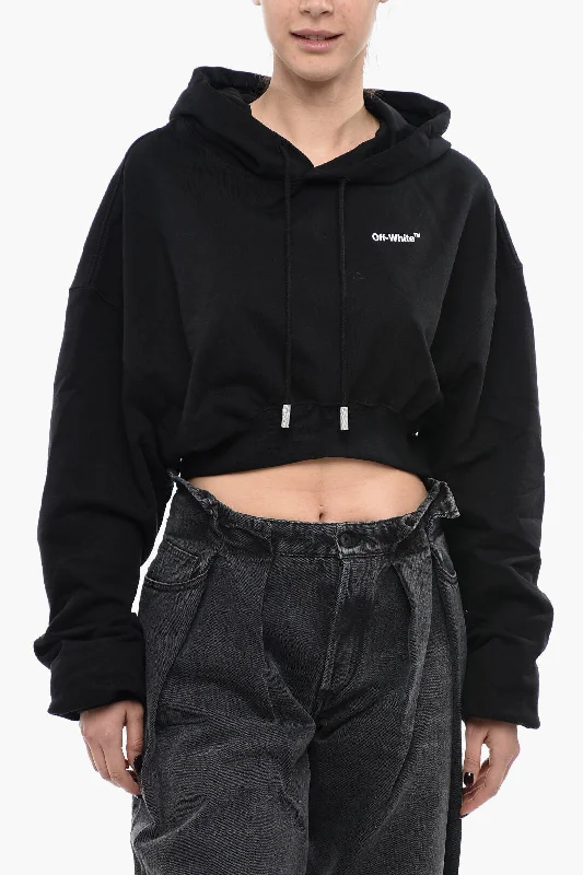 Off-White Brushed Cotton Cropped FOR ALL Hoodie Xxs Standard size