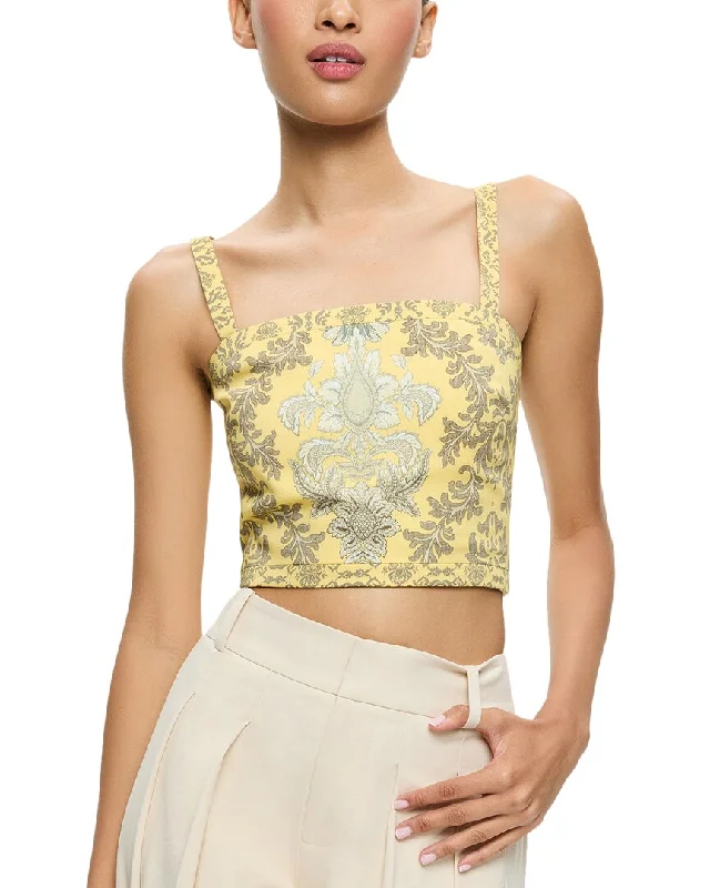 Alice + Olivia Sasha Lace Up Cropped Top