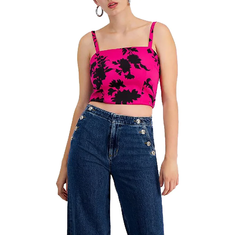 Guess Womens Printed Sleeveless Cropped