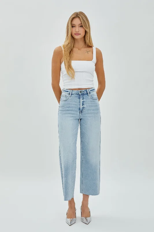 Hidden Nori High Waist Cropped Wide Pants 27” Inseam In Light Blue