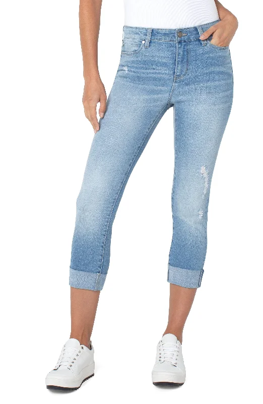 Liverpool Charlie Crop Wide Rolled Cuff Jean In Riverton