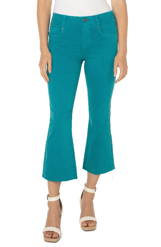 Liverpool Gia Glider Crop Flare With Back Kick Pleat 25.5in In Lake Blue