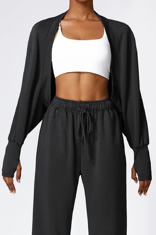 Open Front Long Sleeve Cropped Active Outerwear