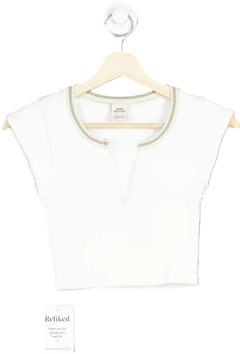 Urban Outfitters White Ribbed Crop Top M