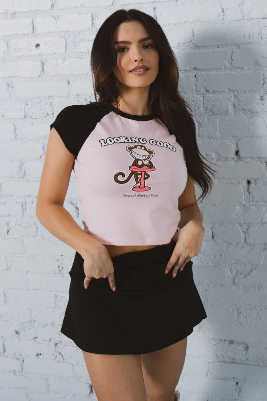 Looking Good - Bobby Jack Crop Raglan Top - Pink