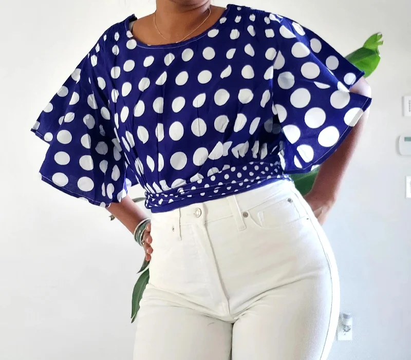 Polka Dot Crop Top - Blue & White