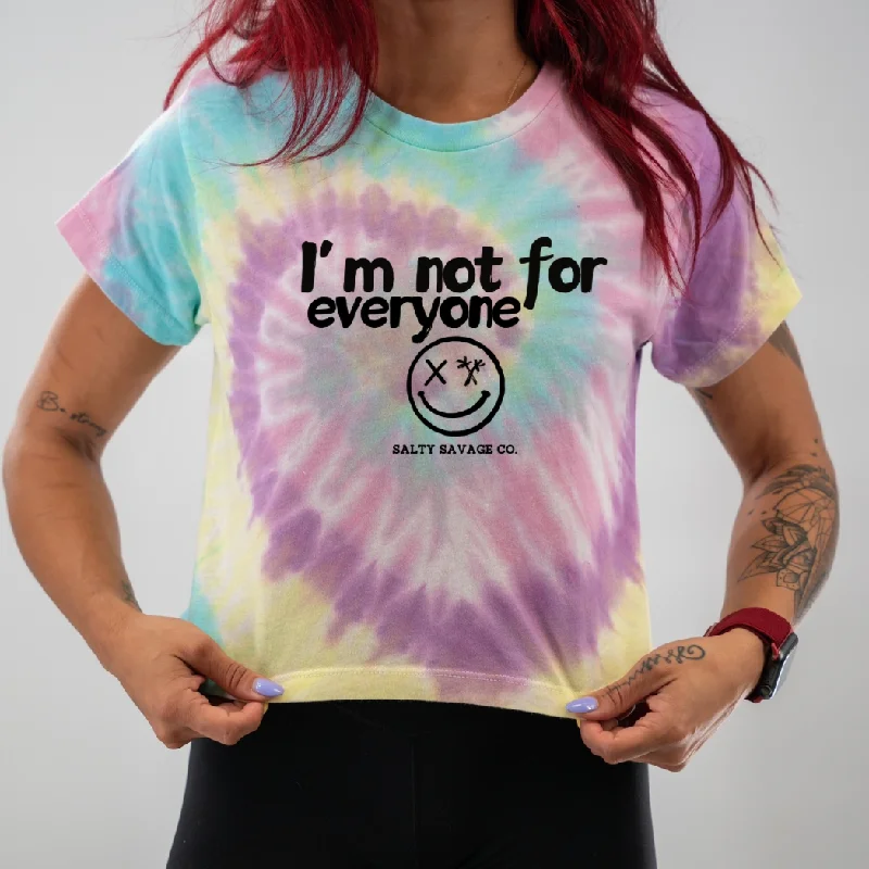 Salty Savage Ladies "I’m not for everyone" Spiral Tie Dye Crop Tee