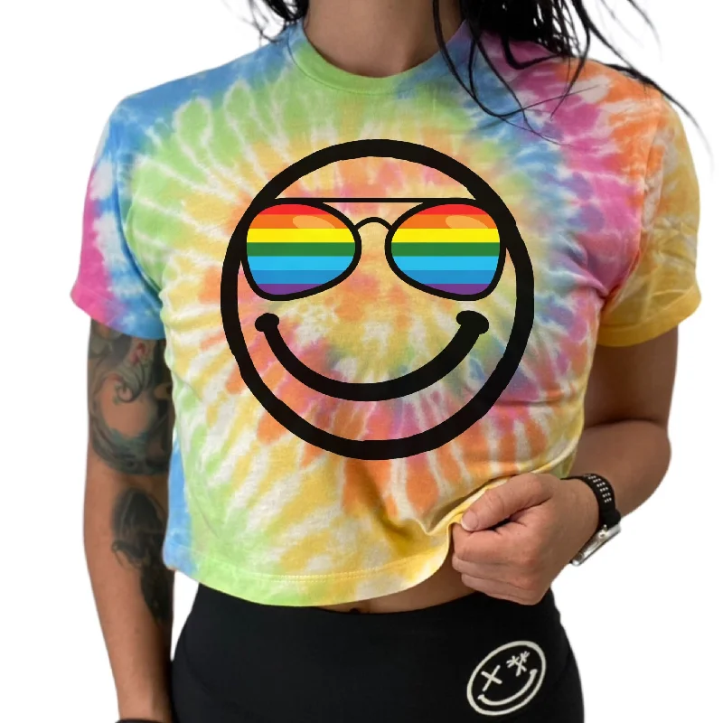 Salty Savage Ladies "OG PRIDE SMILE" Spiral Tie Dye Crop Tee