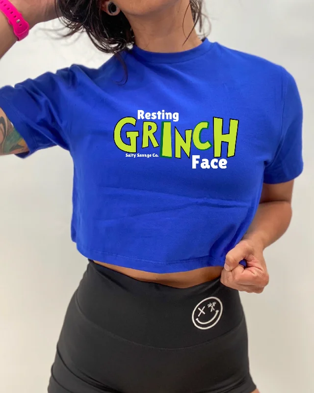 Salty Savage Ladies "Resting GRINCH Face" Performance Crop Tee