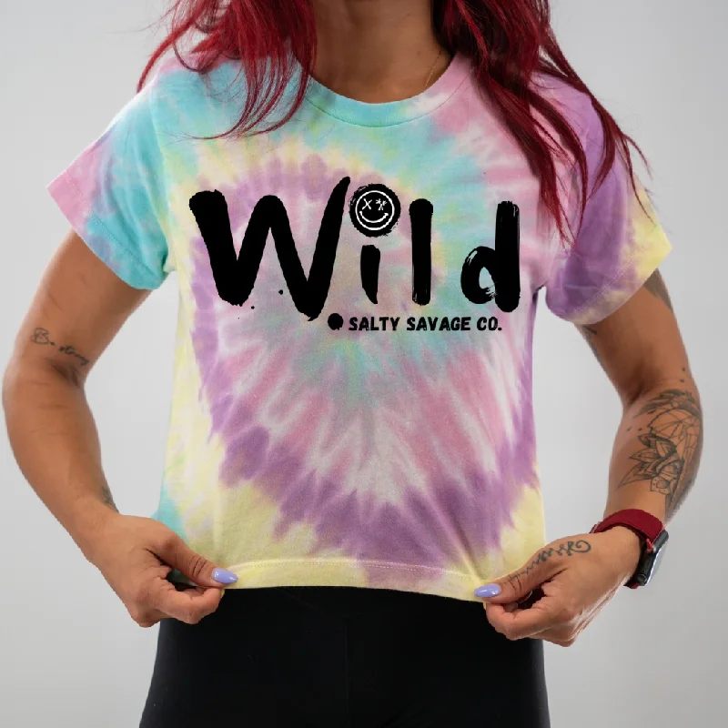 Salty Savage Ladies “Wild" Spiral Tie Dye Crop Tee